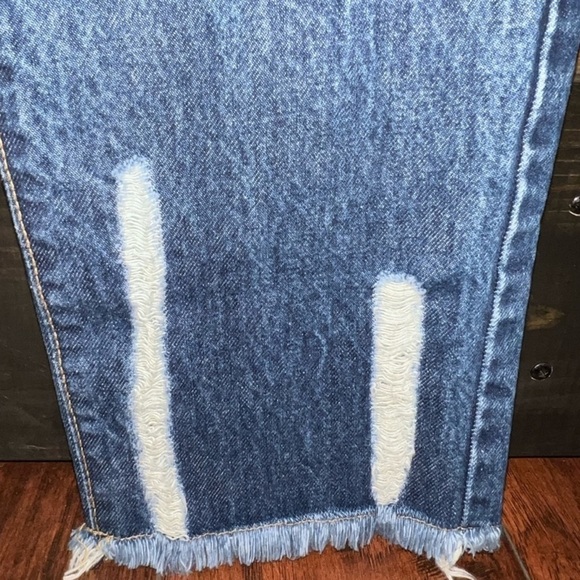 New Vintage Distressed Jeans 10 High Waist Ankle Fringe Hem Skinny Denim Medium - Picture 7 of 12